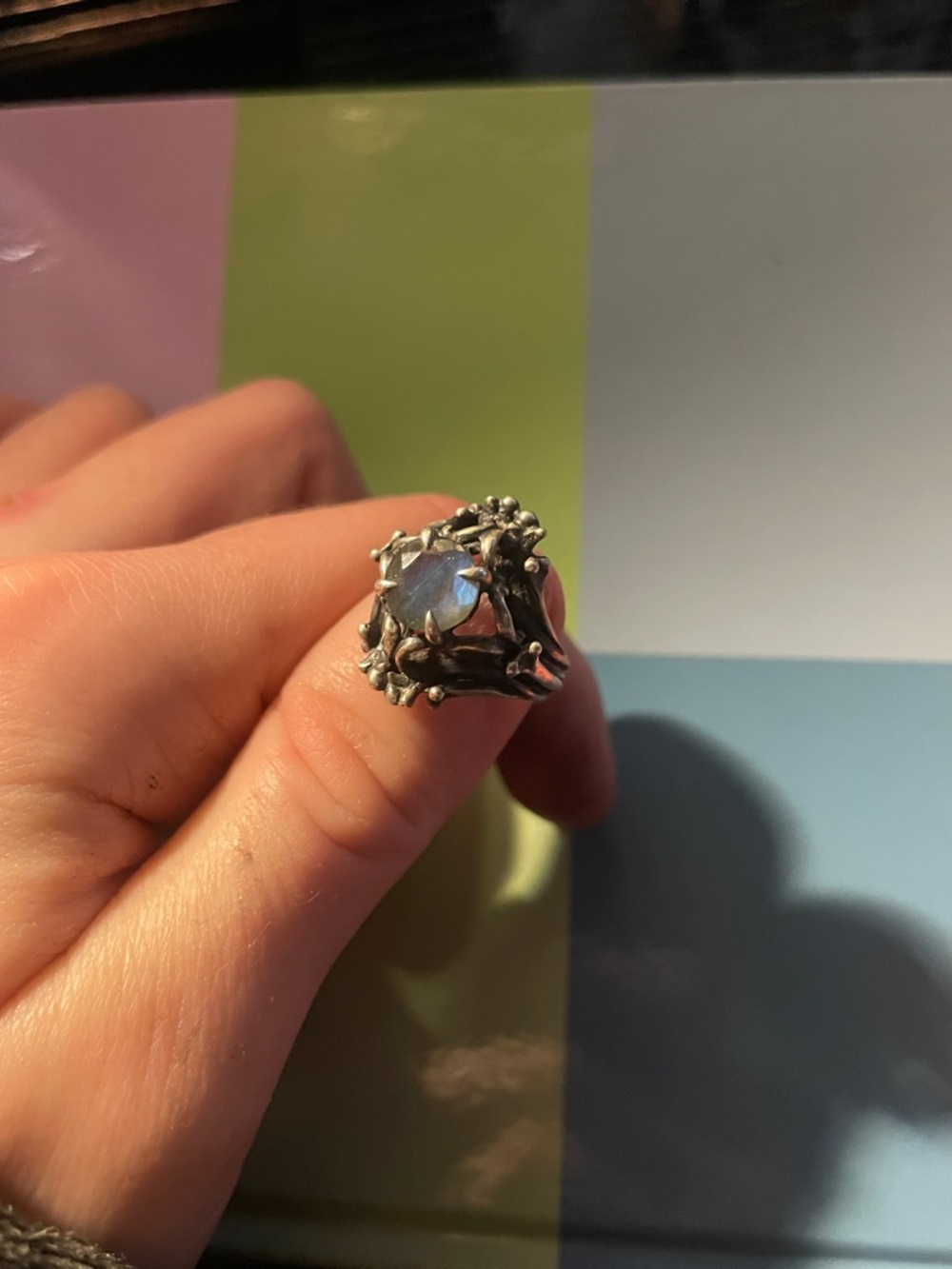 Bloodmilk jewels Laborite and sterling silver ring